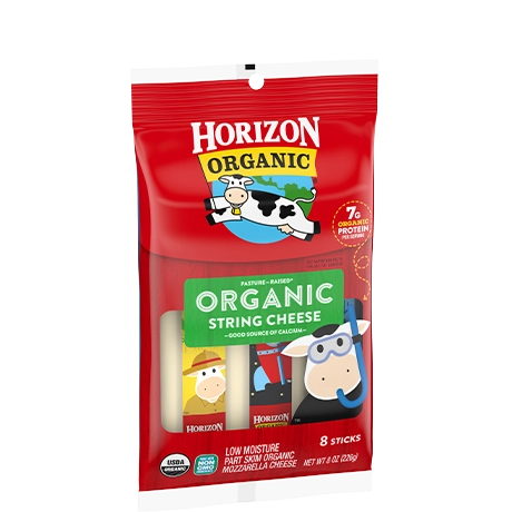Organic mozzarella string cheese